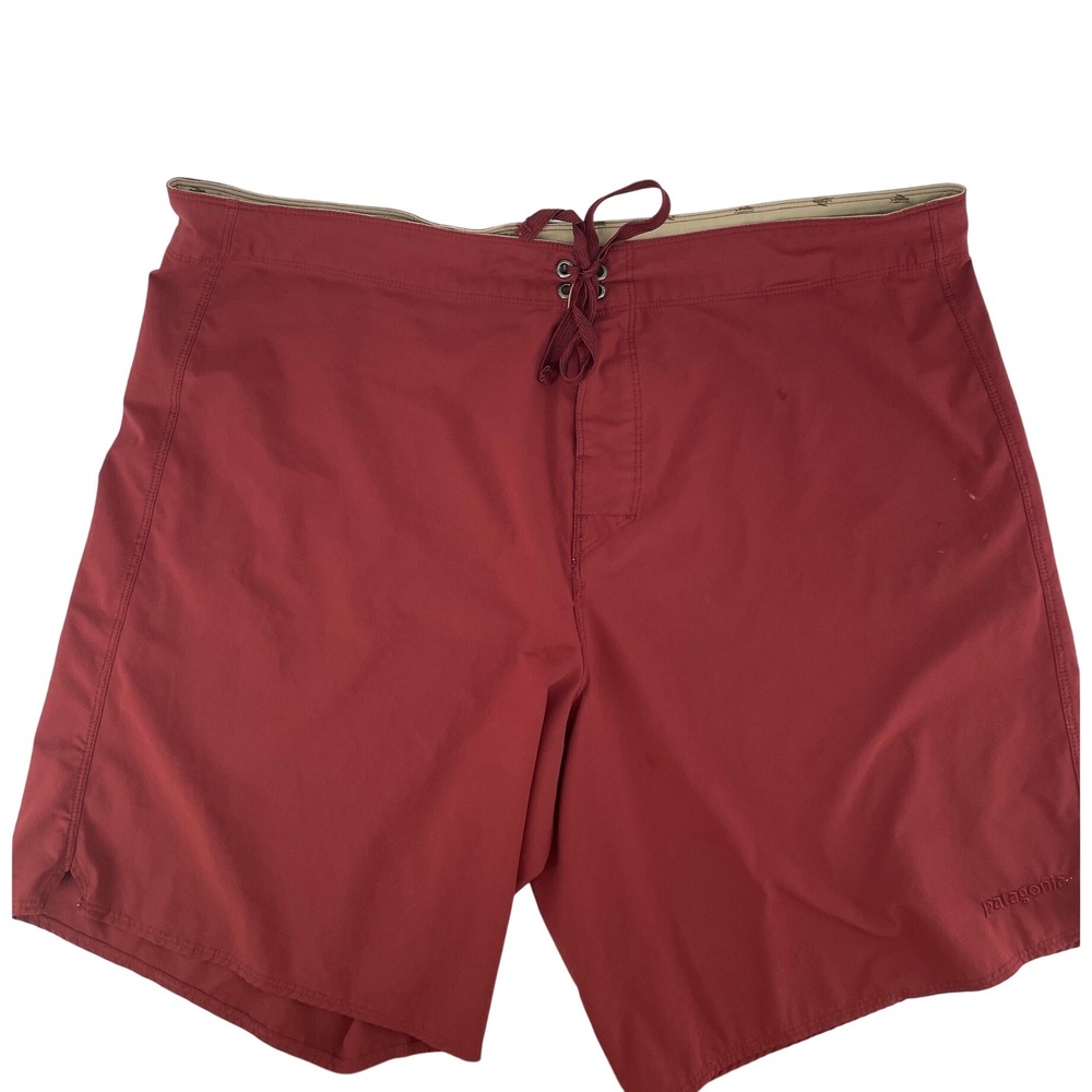 Patagonia Board Shorts Mens 38 Brick Red Lace Up Swim Trunks *READ*